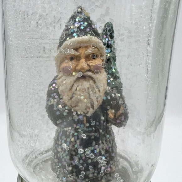 Handcrafted Christmas in a Jar 4.5 x 2.5 Vintage Santa Father Christmas in Snow - Picture 2 of 6